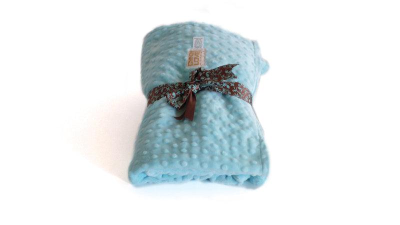 Baby Blanket Turquoise Blue Minky Dot Unisex - Cyndy Love Designs