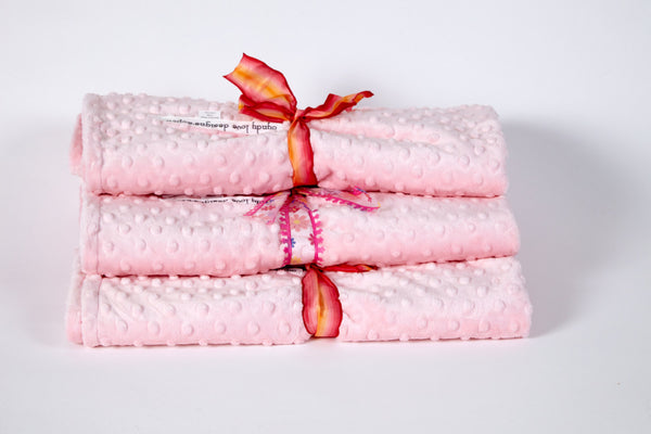 Baby Girl Blanket Pink Minky swaddle - Cyndy Love Designs