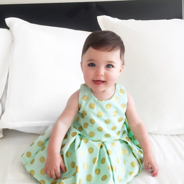 mint green polka dot dress Standard / S Mint Green & White Polka Dot Satin V-Neck Wrap Maxi Dress with High Slit