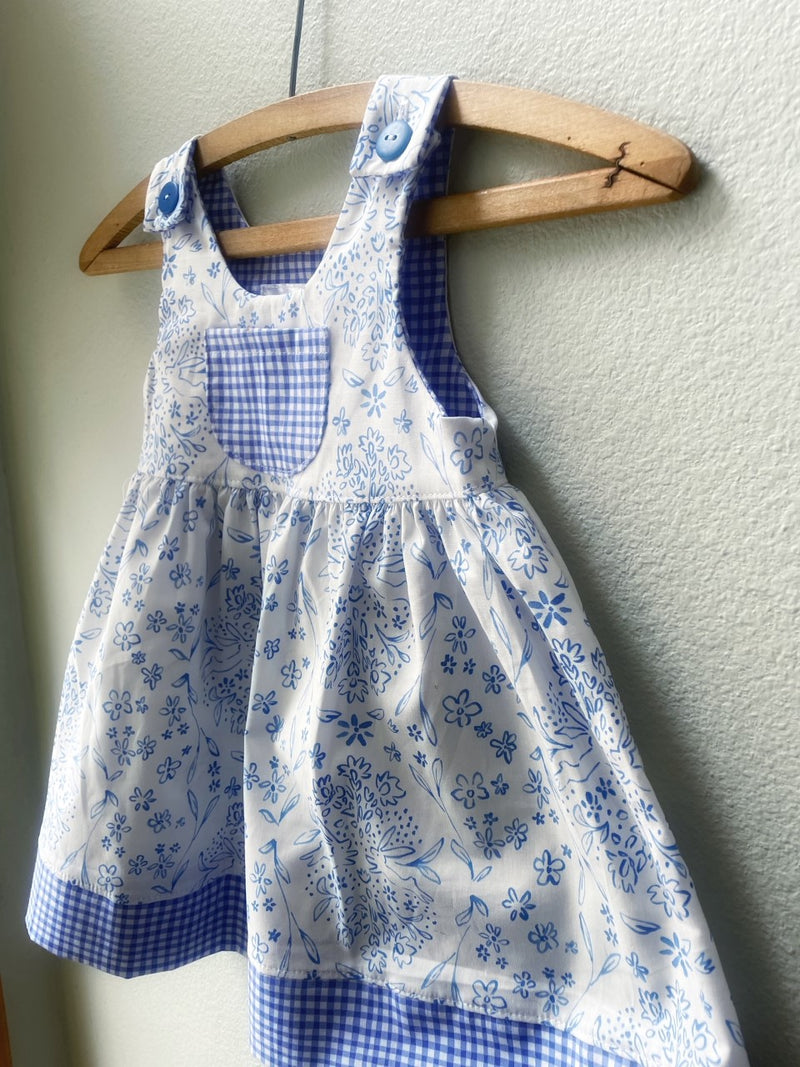 Dress, Blue Bunny Dress, Cotton, Summer Girls Dress - Cyndy Love Designs