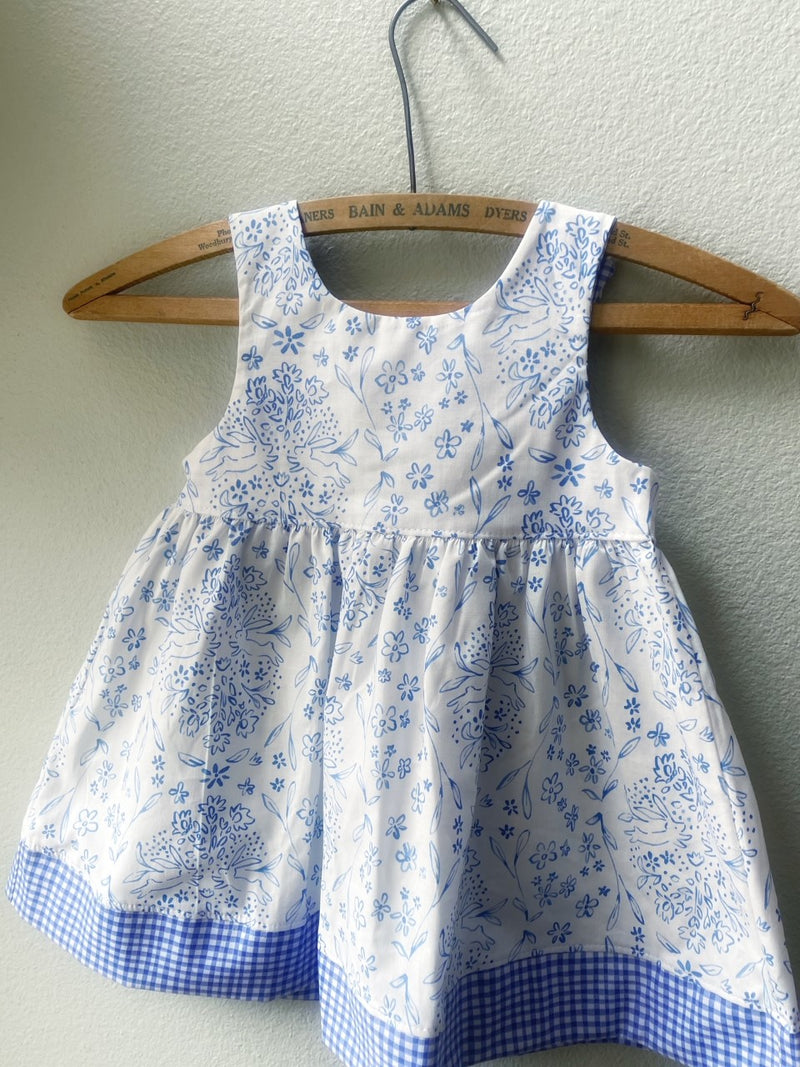 Dress, Blue Bunny Dress, Cotton, Summer Girls Dress - Cyndy Love Designs