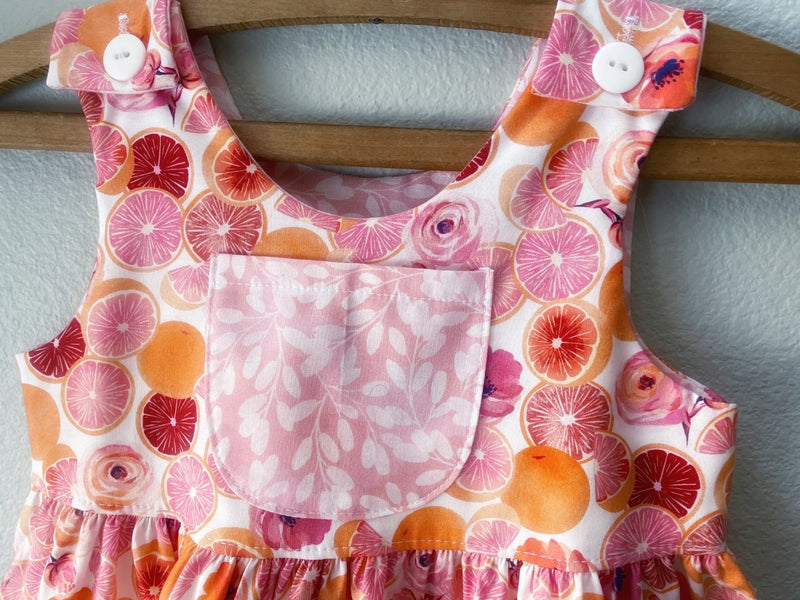 Dress, Pink Grapefruit Cotton Girls Sundress - Cyndy Love Designs