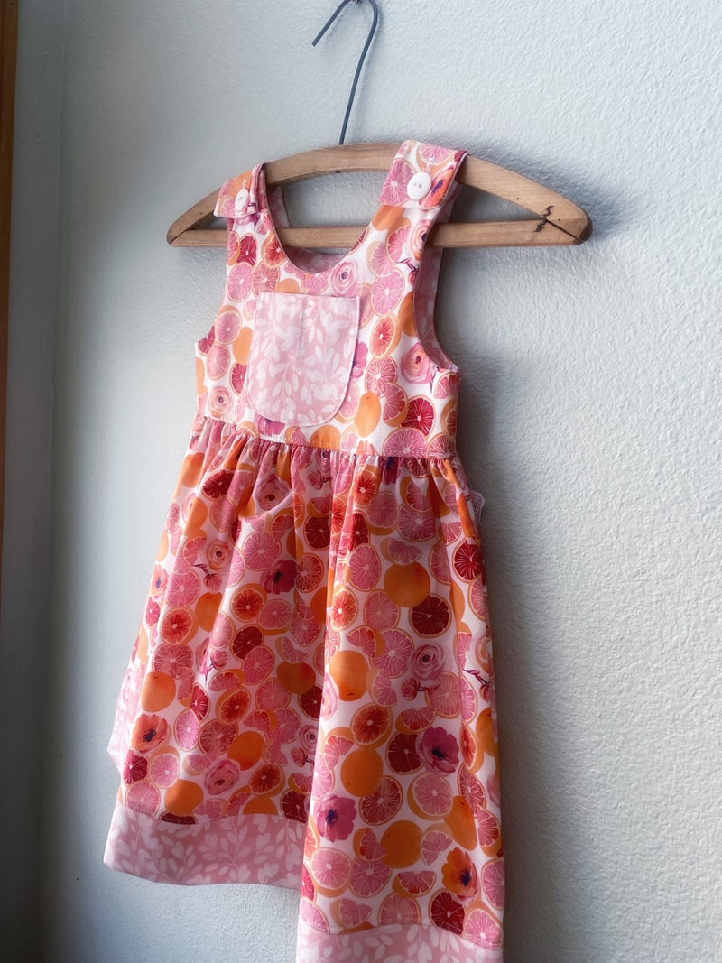 Dress, Pink Grapefruit Cotton Girls Sundress - Cyndy Love Designs
