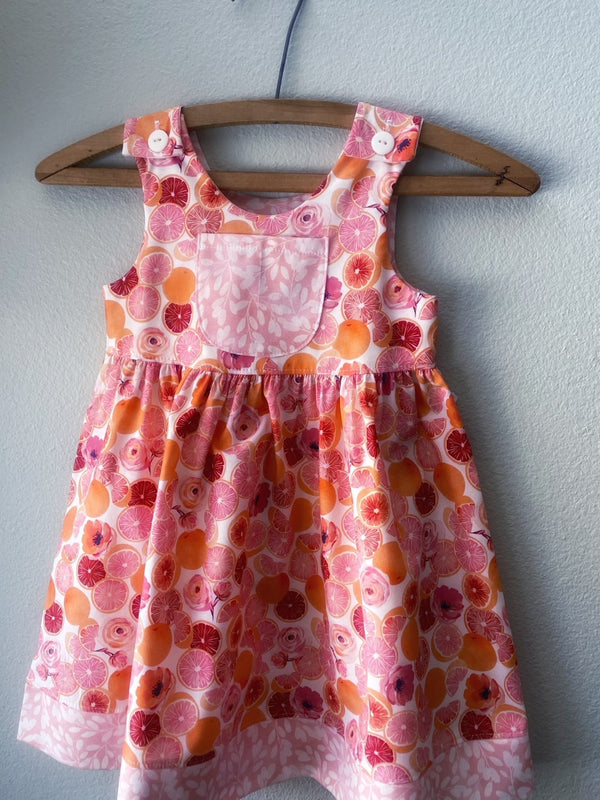 Dress, Pink Grapefruit Cotton Girls Sundress - Cyndy Love Designs