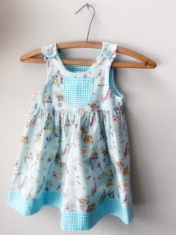 Dress, Turquoise Garden Cotton Girls Sundress - Cyndy Love Designs