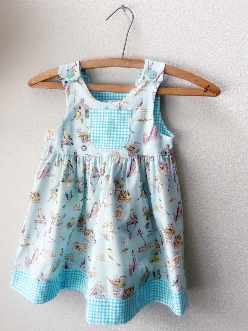Dress, Turquoise Garden Cotton Girls Sundress - Cyndy Love Designs