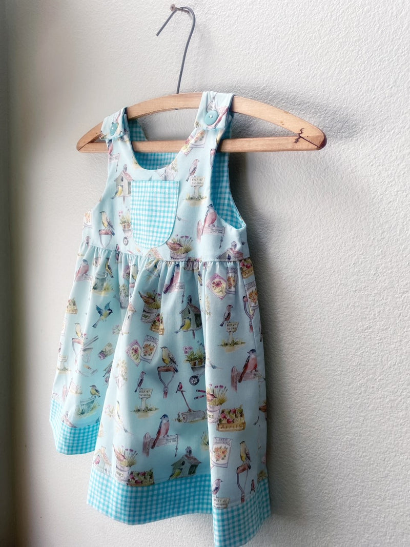 Dress, Turquoise Garden Cotton Girls Sundress - Cyndy Love Designs